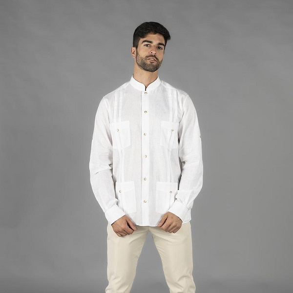 Guayabera Borneo lino/algodón cuello mao