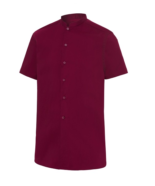 Camisa cuello mao stretch slim fit manga corta